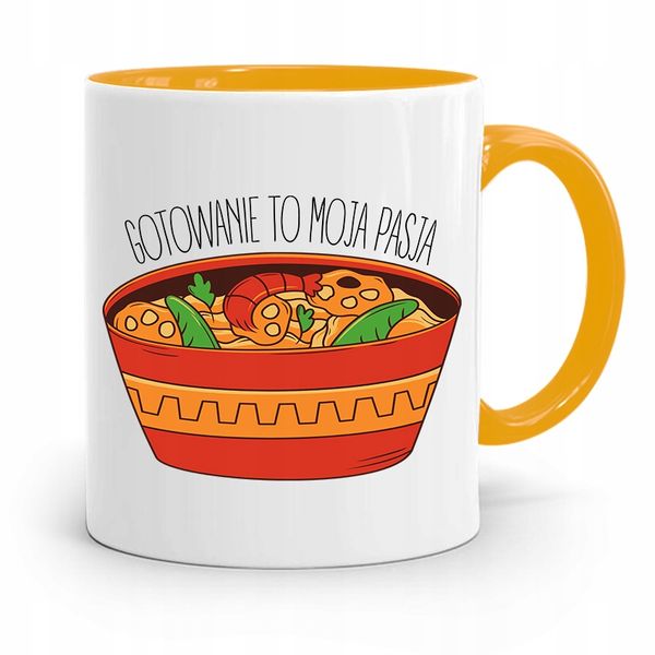 Kubek Żółty Dla Kucharza Gotowanie To Moja Pasja Z Nadrukiem Ze Zdjęciem zdjęcie 1