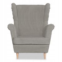 Fotel uszak Rene skandynawski Family Meble szary sztruks paski modny