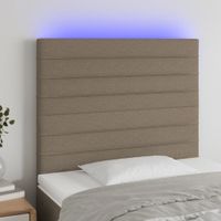 Zagłówek do łóżka z LED, taupe, 80x5x118/128 cm, tkanina