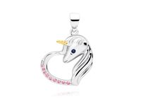 Rodowany srebrny wisior wisiorek jednorożec unicorn cyrkonia cyrkonie srebro 925 Z1728CGR_RUBL