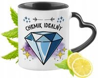 Kubek Czarny Z Uszkiem W Kształcie Serca Dla Chemika Na Prezent