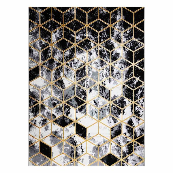 RUG/LU/MOSSE/HEXAGON/BLACK+GREY/60x250 zdjęcie 1
