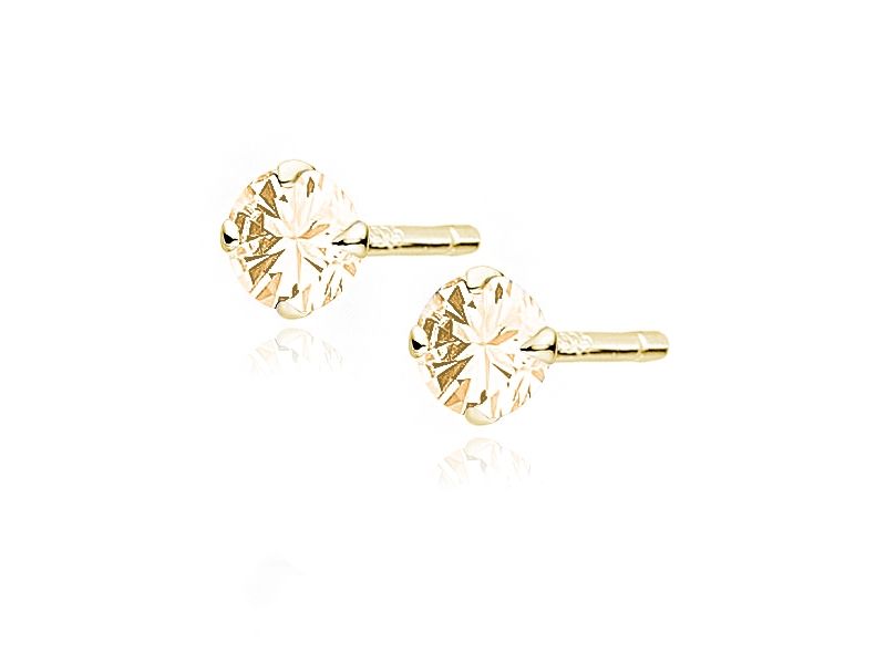 OKRĄGŁE POZŁACANE KOLCZYKI SZAMPAŃSKIE CYRKONIE zdjęcie 1