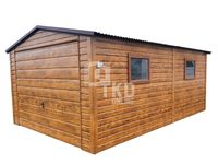 Garaż Blaszany 3,5x6 Brama  - Antracyt + jasny orzech  TKD82