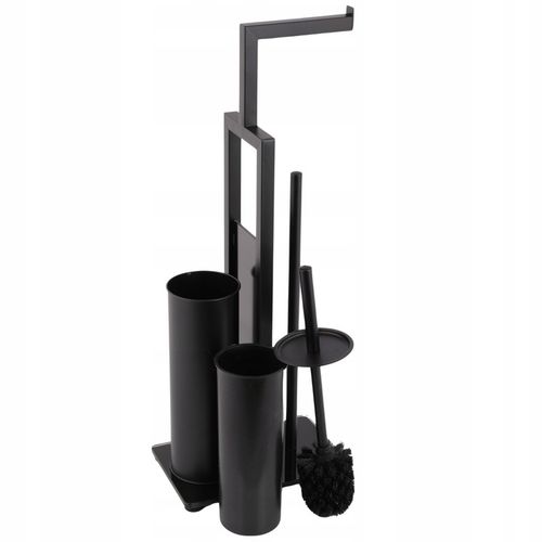 STOJAK na szczotkę WC + KOSZ na śmieci mały czarny zestaw łazienkowy na Arena.pl
