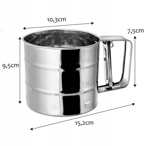 PRZESIEWACZ SITKO DO MĄKI CUKRU PUDRU STAL 250G na Arena.pl