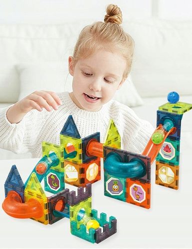 Świecące KLOCKI MAGNETYCZNE świecący tor kulkowy ZESTAW XL kulodrom 75 el. na Arena.pl