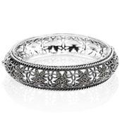 srebrna ażurowa bransoletka typu bangle z markazytami - 18cm - bdm2867 18cm