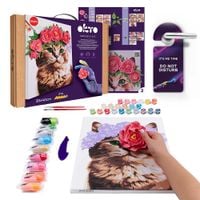 Zestaw Kreatywny Artystyczny Tworzenie Obrazów Kot W Wianku Kwiaty Prezent