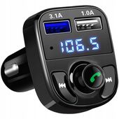 TRANSMITER BLUETOOTH FM MP3 SD ŁADOWARKA 2 x USB ZESTAW GŁOŚNOMÓWIĄCY