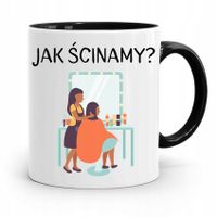 Kubek Czarny Fryzjerki Fryzjera Jak Ścinamy? Z Nadrukiem Ze Zdjęciem