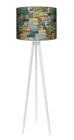 Lampa podłogowa - trójnóg drewniana duża - Miasteczko