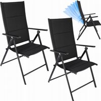 Składane leżaki ogrodowe - 2 sztuki kolor czarny regulowane oparcie