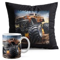 ZESTAW KUBEK + PODUSZKA CZARNA - AUTO MONSTER TRUCK