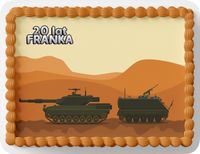PROSTOKĄTNY OPŁATEK NA TORT A4 20x29CM - WOJSKO CZOŁG + IMIĘ