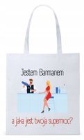 Dla Barmana Bartender Torba Eco Biała Shopper Z Nadrukiem Ze Zdjęciem