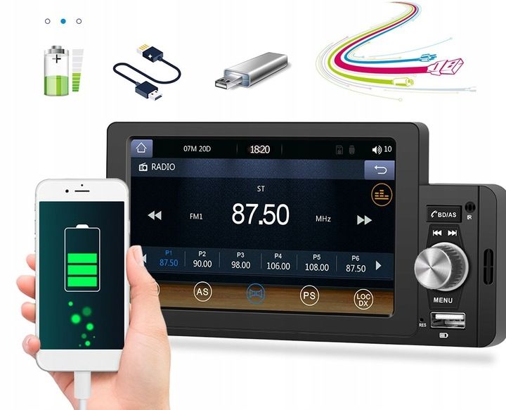 RADIO SAMOCHODOWE 1 DIN USB DOTYKOWE ANDROID AUTO CARPLAY MIRROR LINK zdjęcie 3