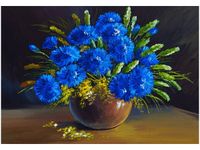 OBRAZ DRUK BUKIET KWIATÓW STOLE