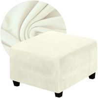 POKROWIEC NA PODNÓŻEK PUF ELASTYCZNY WELUR PREMIUM PLUSZ KREMOWY