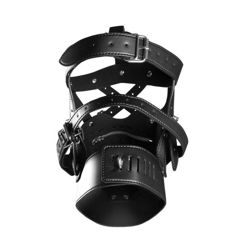 head harness with zip up mouth and lock   black na Arena.pl