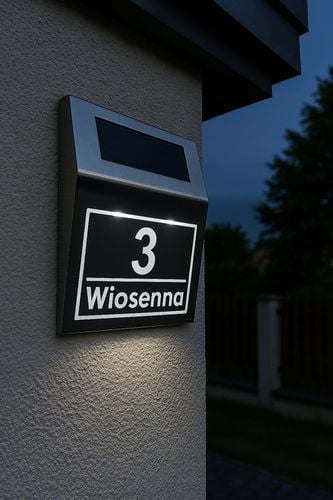 Solarny Numer Domu LED + Tabliczka INOX – Podświetlany, stal na Arena.pl