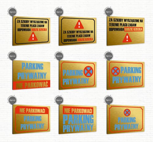 Tabliczka znak informacyjny 20x15 Złota MIEJSCE PRYWATNE Nierdzewna na Arena.pl