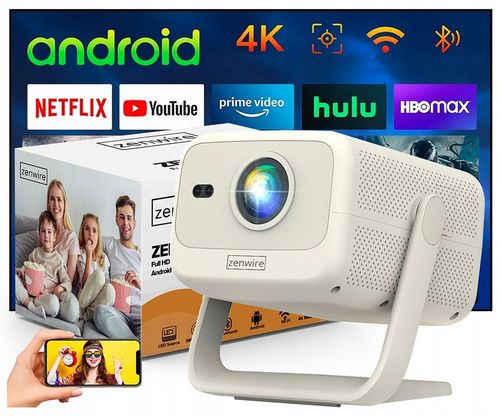 Mini Projektor Przenośny Android WiFi Rzutnik FULL HD 4K Telefon Bluetooth na Arena.pl