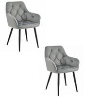Krzesło JORK - aksamit srebrno-szary / nogi czarne x 2