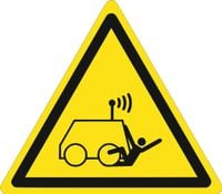 Znak Możliwość potrącenia przez maszynę zdalnie sterowaną grawerowana 10x10