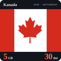 Karta eSIM Internet Kanada 5 GB na 30 dni - bez rejestracji