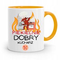 Kubek Żółty Dla Piekielnie Dobrego Kucharza Z Nadrukiem Ze Zdjęciem