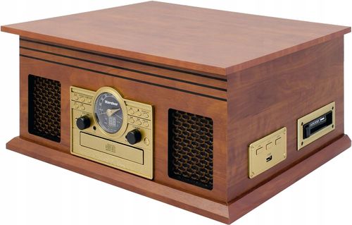 Gramofon Karcher NO-036 brązowy Odtwarzacz CD, Bluetooth, kasety, USB, FM na Arena.pl