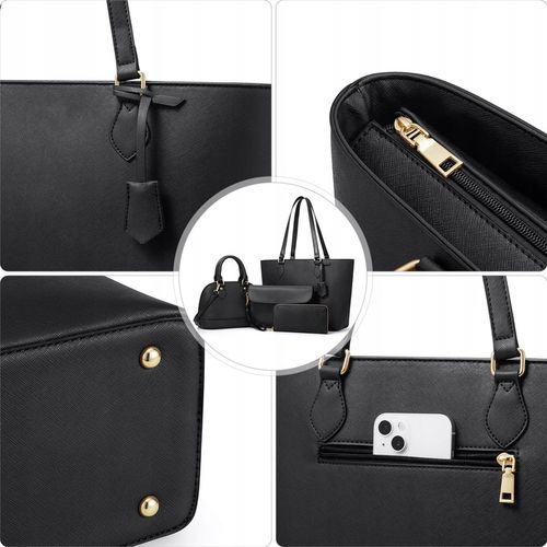 ZESTAW TOREBEK DAMSKICH 4W1 – STYLOWE TOREBKI NA CO DZIEŃ I DO PRACY CZARNY na Arena.pl