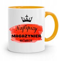 Kubek Żółty Dla Magazyniera Najlepszy Na Świecie Z Nadrukiem Ze Zdjęciem