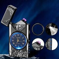 ZAPALNICZKA PLAZMOWA LED – Z ZEGARKIEM, USB, PODARUNEK, CZARNA
