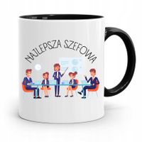 Kubek Czarny Prezent Szefowej Najlepsza Szefowa Z Nadrukiem Ze Zdjęciem