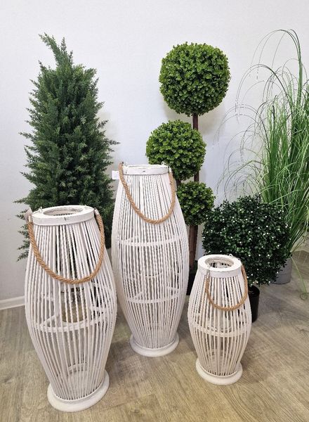 LAMPION BAMBUSOWY RATTANOWY LATARNIA 85 CM BIAŁY zdjęcie 4