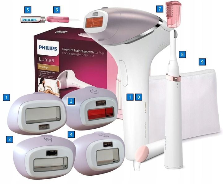 ZESTAW DEPILATOR LASEROWY PHILIPS LUMEA PRESTIGE Z 4 NASADKAMI + POKROWIEC zdjęcie 8