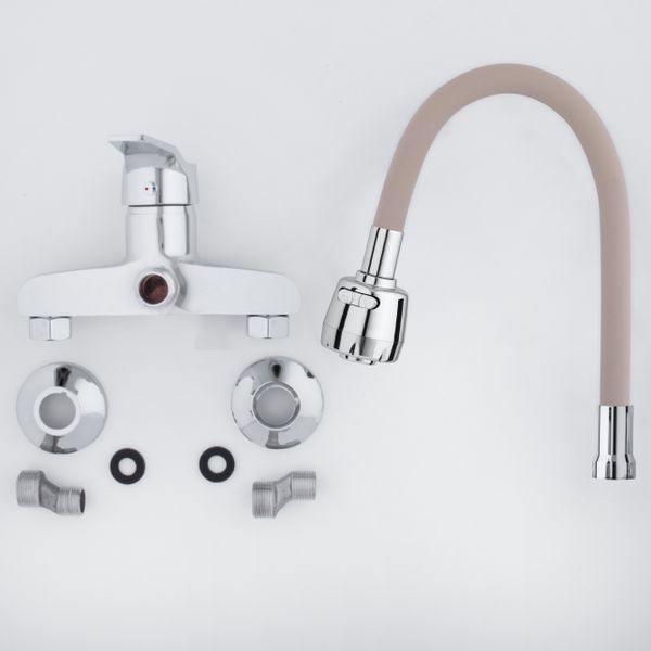 Bateria kuchenna ścienna elastyczna wylewka kran zdjęcie 9