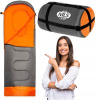 Śpiwór Turystyczny Ciepły Z Kapturem 215x75 cm NILS Pomarańczowy
