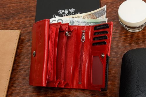 Damski Portfel Skórzany Czerwony Duży Rfid Beltimore 036 na Arena.pl