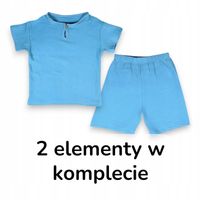 2X Komplet Chłopięcy Letni Muślinowy Bluzka Szorty Bawełna Błękitny 98cm 3l