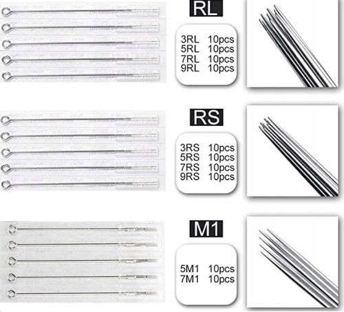 100x Igły zestaw Mix tatuażu + 100 dziobów tatuażu na Arena.pl