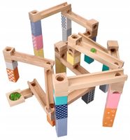 KULODROM ADAMTOYS TOR KULKOWY DREWNIANY PASTELOWY ZABAWKA DLA DZIECKA 53szt