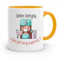 Kubek Żółty Prezent Dentysty A Twoja Supermoc? Z Nadrukiem Ze Zdjęciem