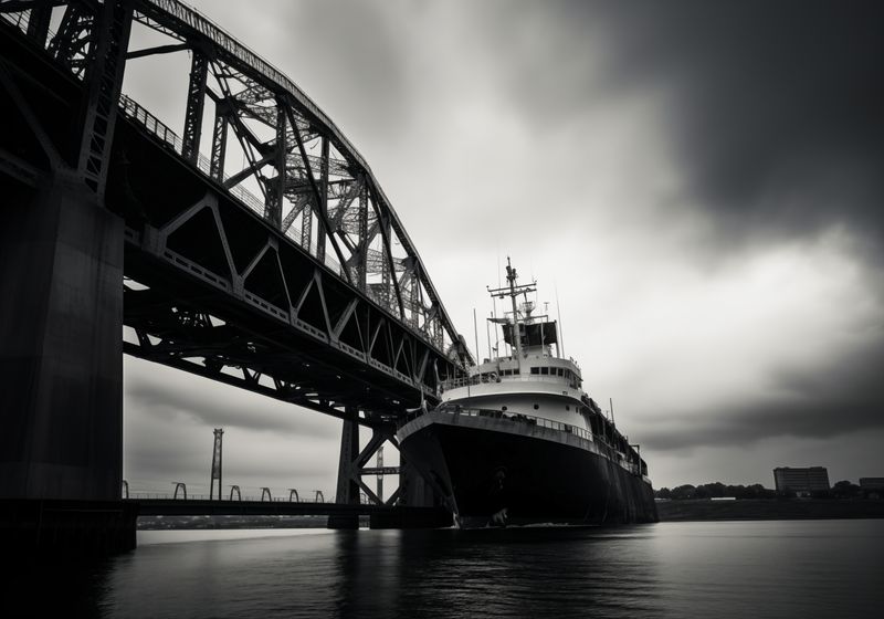 Plakat 100x70cm Statek przy Moście zdjęcie 1