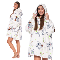 Bluza Koc Kocobluza 2w1 Oversize XXL Gruba Ciepła Sherpa Różowa Kangurka