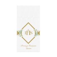 Serwetki na sztućce Komunia Święta IHS eukaliptus, 16 szt.