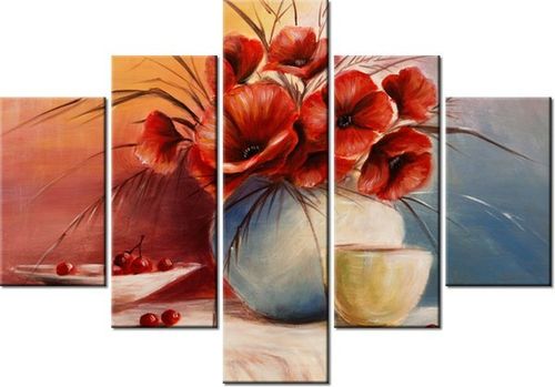 70 100CM OBRAZ 5 ELEM MAKOWA KOMPOZYCJA DRUK PŁÓTNO na Arena.pl