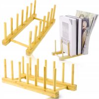 ORGANIZER BAMBUSOWY 29,5x12x10CM EKO STOJAK NA BIURKO DO KUCHNI NA TALERZE